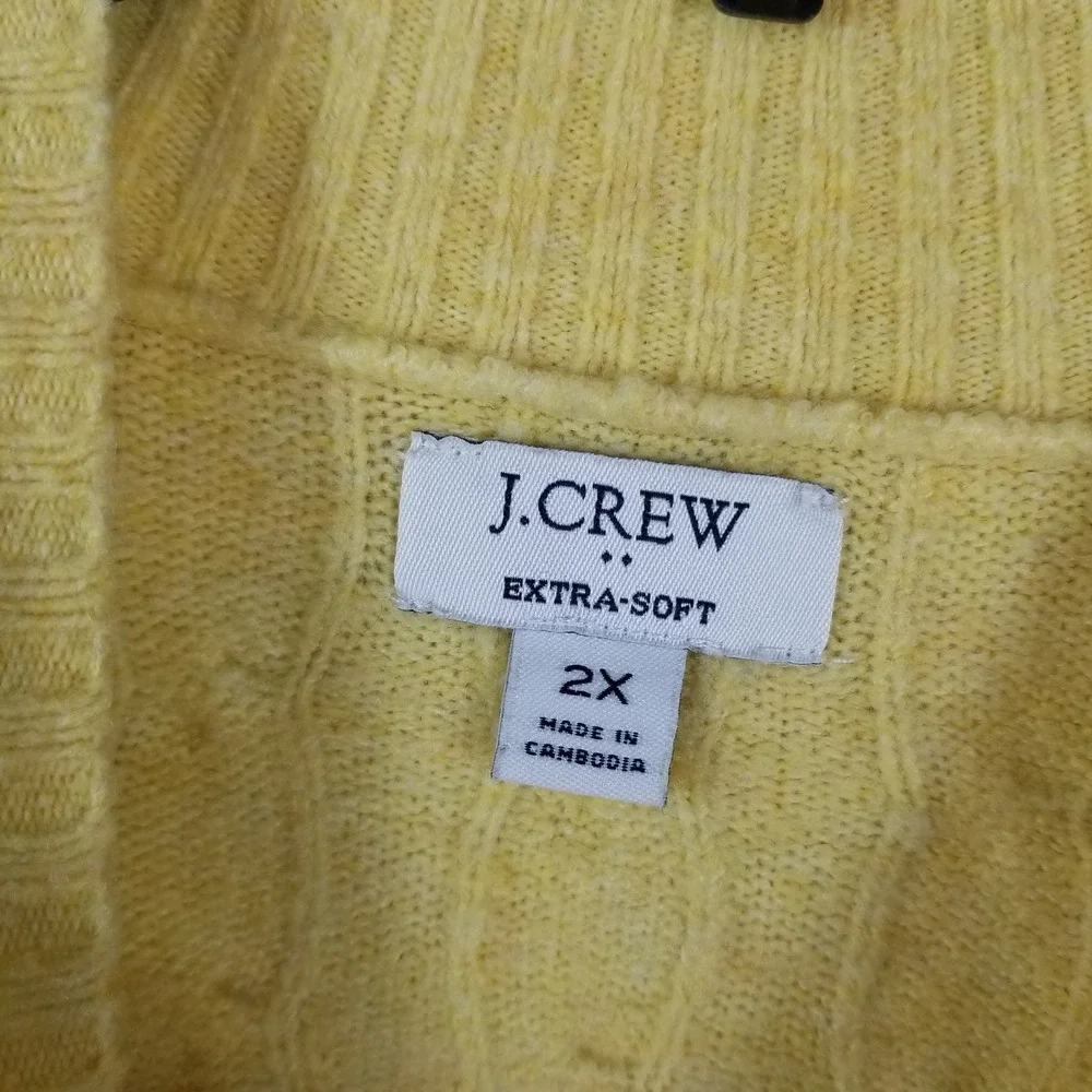 J. Crew Extra-Soft Yellow Cable Knit Mock Neck‎ Sweater Womens 2X Pullover